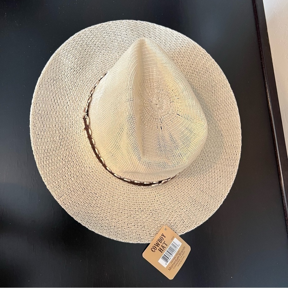 NWT cowboy hat, polyester, mock straw hat, adult